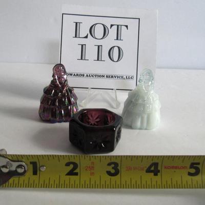 Lot of 2 Boyd Glass Miniature Glass Dolls and Mosser Salt Dip