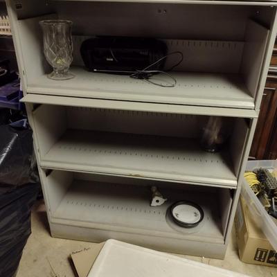 Metal Bookshelf with Retractable Doors- Approx 36" x 15" x 47 1/2" Tall