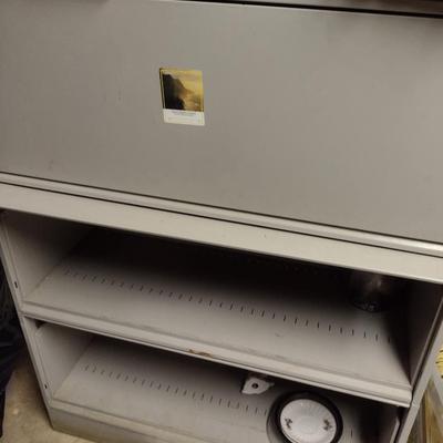 Metal Bookshelf with Retractable Doors- Approx 36" x 15" x 47 1/2" Tall