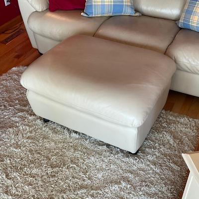LR2-Leather Sofa w/ 4 pillows and ottoman on wheels
