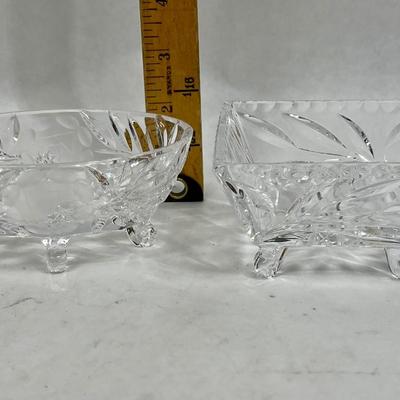 2 Small Crystal Footed Serving Dishes for Nuts / Candy