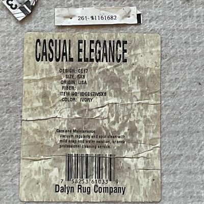 LR7-Dalyn Rug Company Ivory Shag Rug with Wooden Sidetable