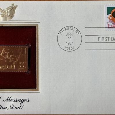 Special Messages Love You, Dad Gold Stamp Replica First Day Cover