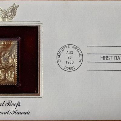 Coral Reefs Finger Coral, Hawaii Gold Stamp Replica First Day Cover