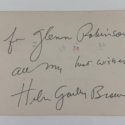 Helen Gurley Brown signed note