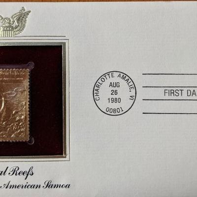 Coral Reefs Chalice Coral, American Samoa Gold Stamp Replica First Day Cover
