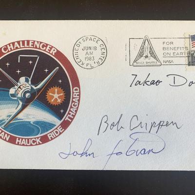 Astronauts Takao Doi and John Fabian and Bob Crippen signed first day cover