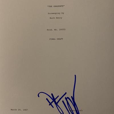 The Graduate Dustin Hoffman signed movie script