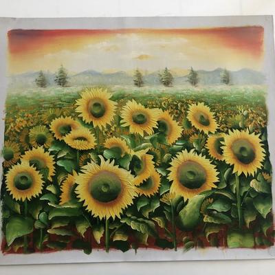 Sunflowers Landscape original painting on canvas