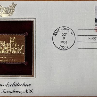 American Architecture Lyndhurst, Terrytown NY Gold Stamp Replica First Day Cover