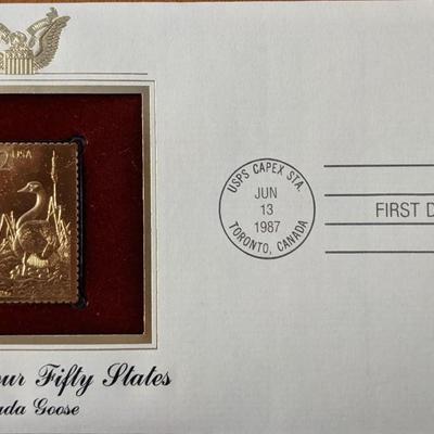 Wildlife of Our Fifty States Canada Goose Gold Stamp Replica First Day Cover