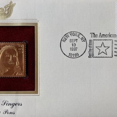 Opera Singers Lily Pons Gold Stamp Replica First Day Cover