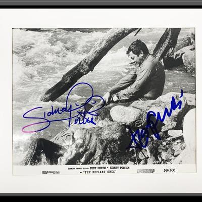 Tony Curtis, Sidney Poitier signed movie photo. GFA Authenticated