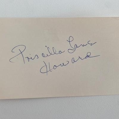 The Lane Sisters singer Priscilla Lane Howard original signature