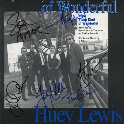 Huey Lewis and the News signed music sheet