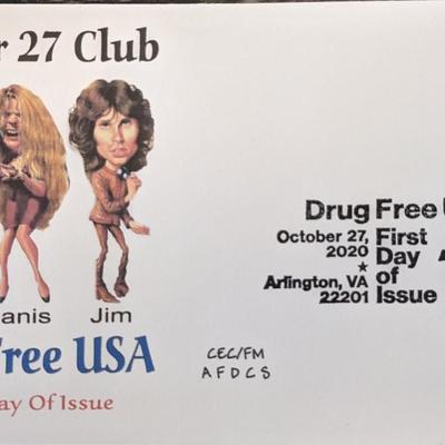Forever 27 Club Drug Free USA First Day Cover - Jimi Janis Jim
