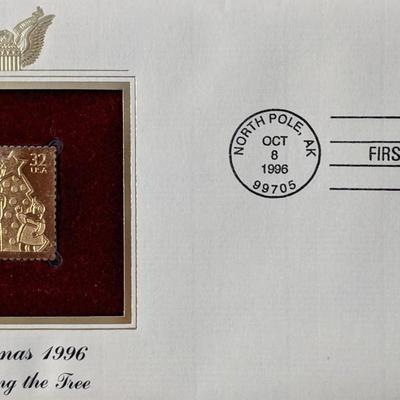 Christmas 1996 Trimming The Tree Gold Stamp Replica First Day Cover