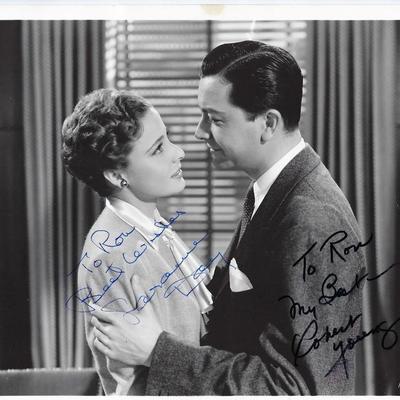 Laraine Day and Robert Young signed movie photo