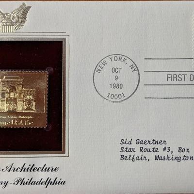 American Architecture Penn Academy, Philadelphia Gold Stamp Replica First Day Cover 