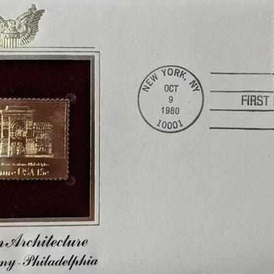 American Architecture Penn Academy Philadelphia Gold Stamp Replica First Day Cover