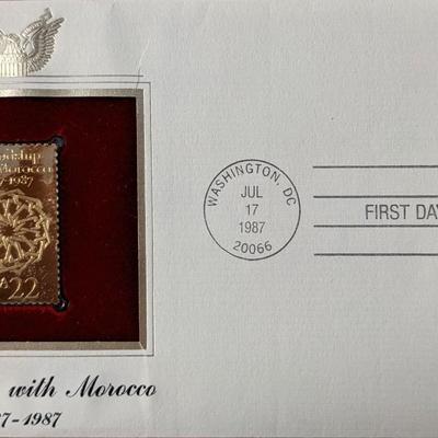 Friendship With Morocco 1787-1987 Gold Stamp Replica First Day Cover