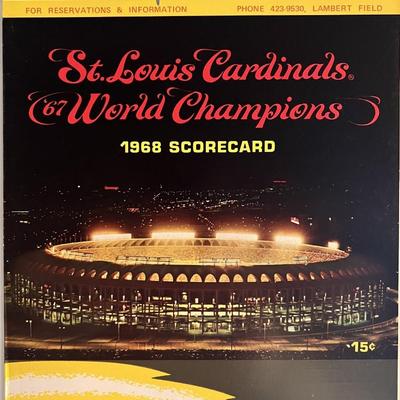 St Louis Cardinals 1968 scorecard. 8x11 inches