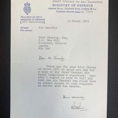 Robert G Peters signed letter