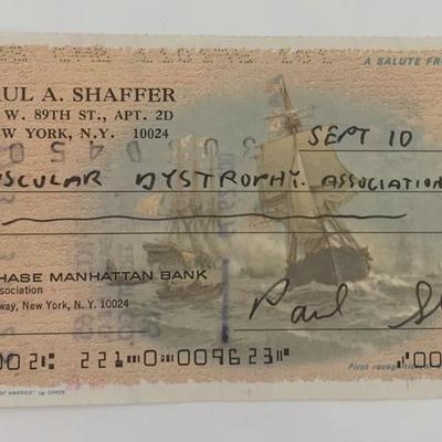 Paul Shaffer signed personal check
