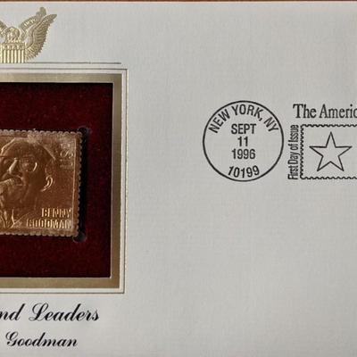 Big Band Leaders Benny Goodman Gold Stamp Replica First Day Cover