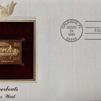 Riverboats Far West Gold Stamp Replica First Day Cover