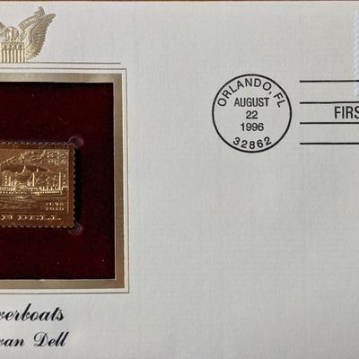 Riverboats Sylvan Dell Gold Stamp Replica First Day Cover
