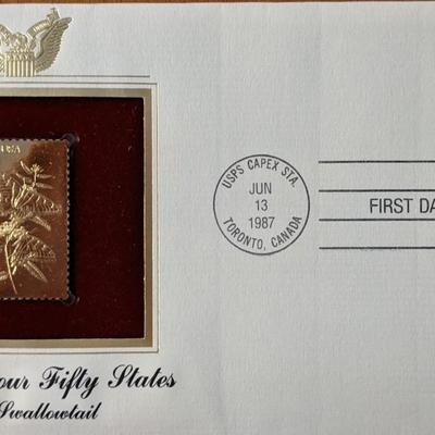 Wildlife of Our Fifty States Tiger Swallowtail Gold Stamp Replica First Day Cover