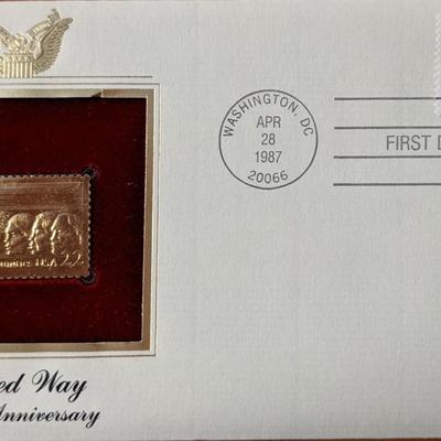 United Way 100th Anniversary Gold Stamp Replica First Day Cover