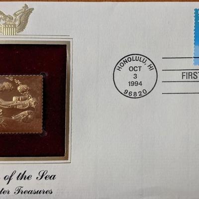 Wonders of The Sea Underwater Treasures Gold Stamp Replica First Day Cover