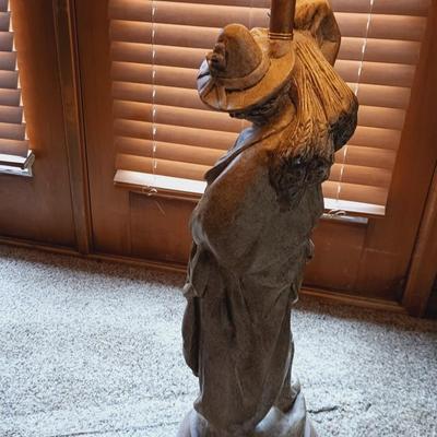 LARGE FIGURAL LAMP A MAN CARRYING WHEAT