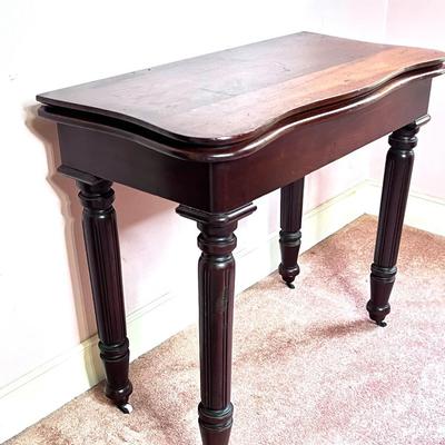 Vintage Solid Wood Drop Leaf Convertible Table on Casters