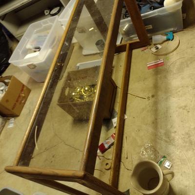 Wood Frame and Glass Top Sofa Table- Approx 50