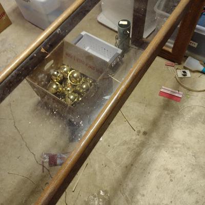 Wood Frame and Glass Top Sofa Table- Approx 50" x 14" x 25" Tall