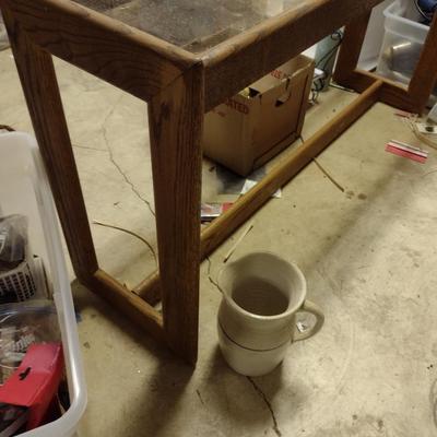 Wood Frame and Glass Top Sofa Table- Approx 50" x 14" x 25" Tall