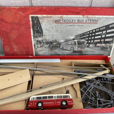 Vintage Train and Trolley Bus Lot