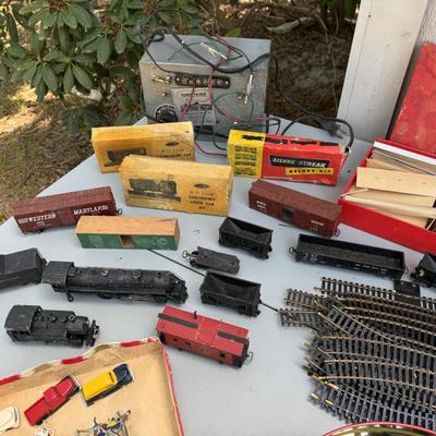 Vintage Train and Trolley Bus Lot