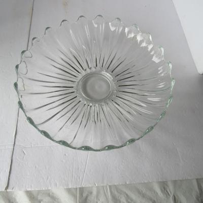 Large Clear Ruffled Serving Bowl
