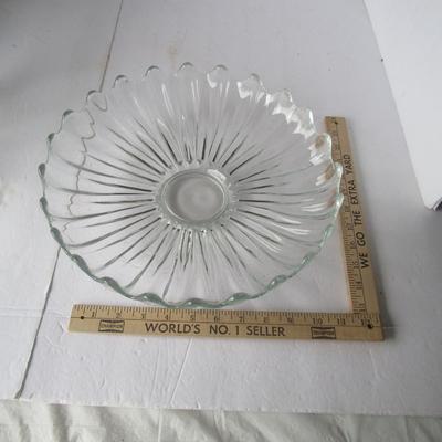 Large Clear Ruffled Serving Bowl