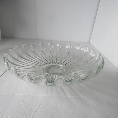 Large Clear Ruffled Serving Bowl