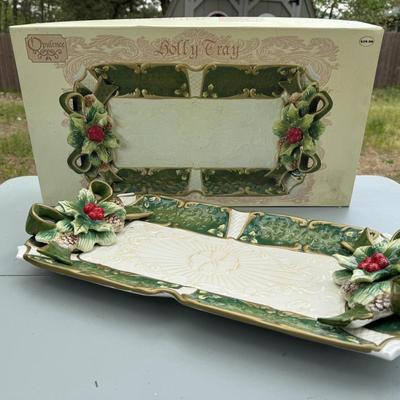 Large Decorative Holly Tray