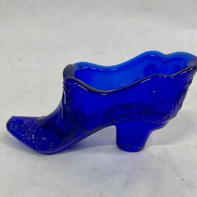 Fenton Blue Glass Vintage Shoe
