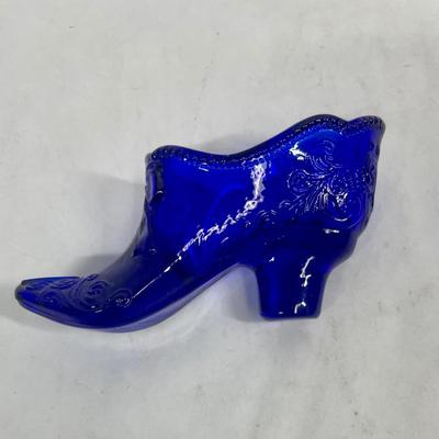 Fenton Blue Glass Vintage Shoe