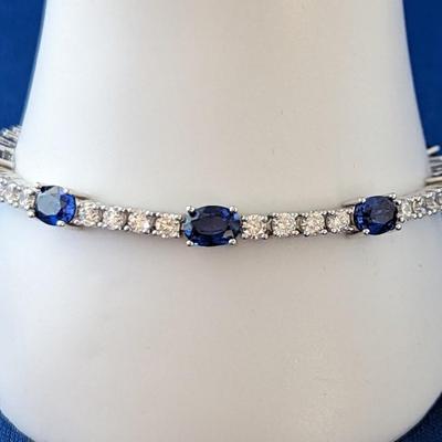 Costume jewelry SUN BR tennis bracelet Blue and Clear stones