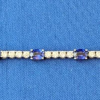 Costume jewelry SUN BR tennis bracelet Blue and Clear stones