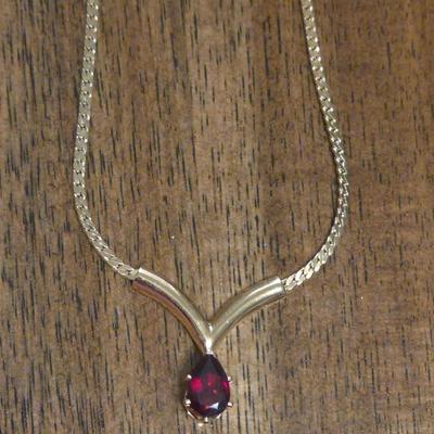 Gold Plated Ruby Necklace